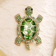 thumbnail image 5 of Cute Turtle Brooch Pin Crystal Rhinestones Green Marine Animals Lovely Lapel Pin Dress Accessories Boutonniere Corsage for Hat Bag Gold Tone Great Gift for Wife Sisters Friends Daily Wear Dating, 5 of 5