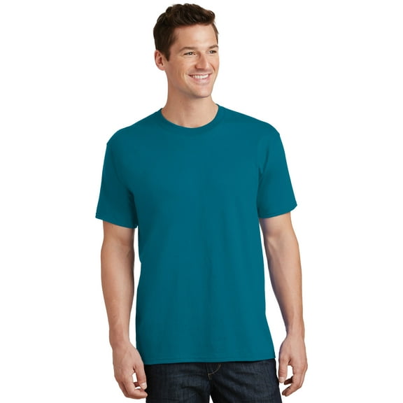 Port & Co Adult Male Men Crew Neck Plain Short Sleeves T-Shirt Teal Large