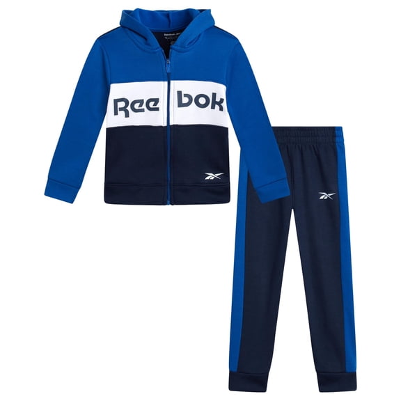 Conjunto de chándal Reebok para niños pequeños, 2 piezas, forro polar con cremallera, 2T