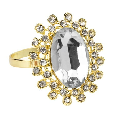 

2 Pcs Royal Diamond Napkin Ring Holder - Gold for Wedding Party and Events Décor