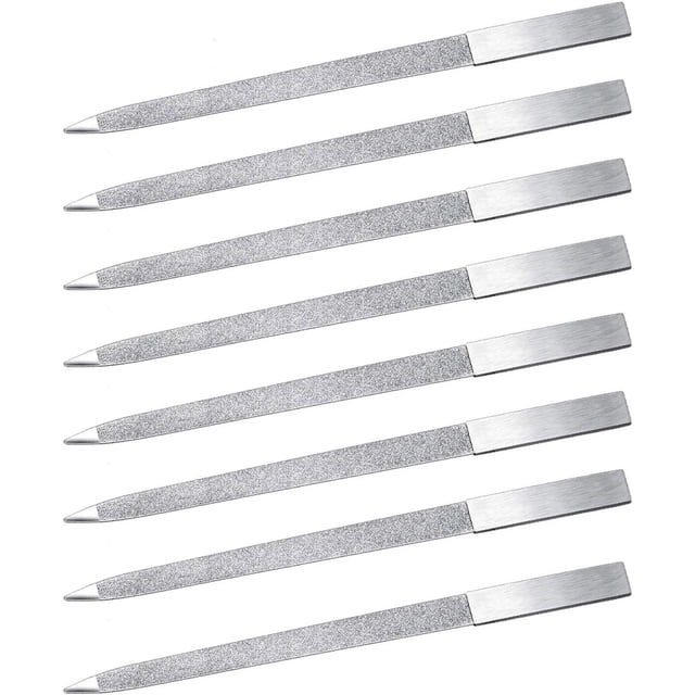 8 Pack Diamond Nail File Metal Nail File, Stainless Steel Double Side Nail File for Salon Home and Travel Men Women(7 Inch) Sliver