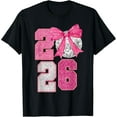 thumbnail image 2 of 100% Cotton Happy New Year 2026 Disco Ball Pink Coquette Bow Family T-Shirt, 2 of 5
