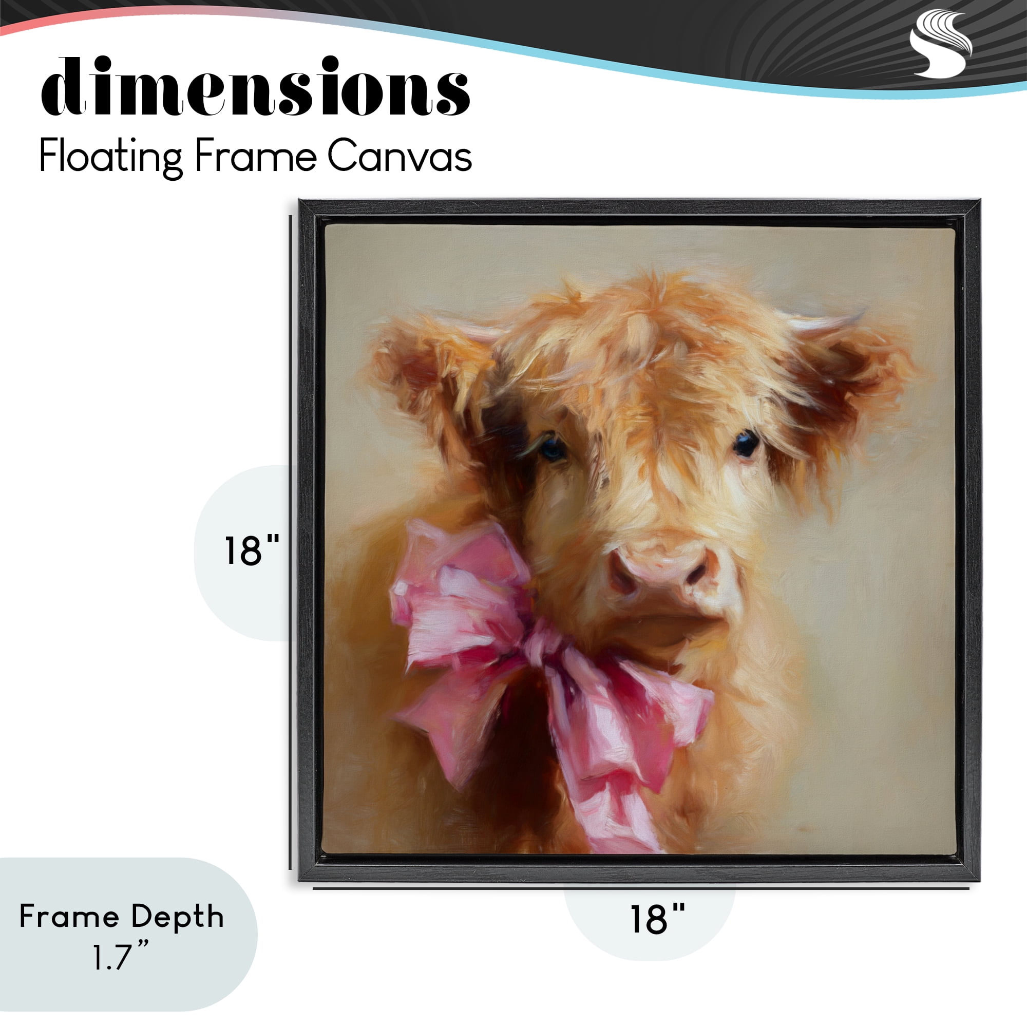 Stupell Industries Little Highland Sweetheart Black Framed Floater Canvas Wall Art, design by Tina LeCour