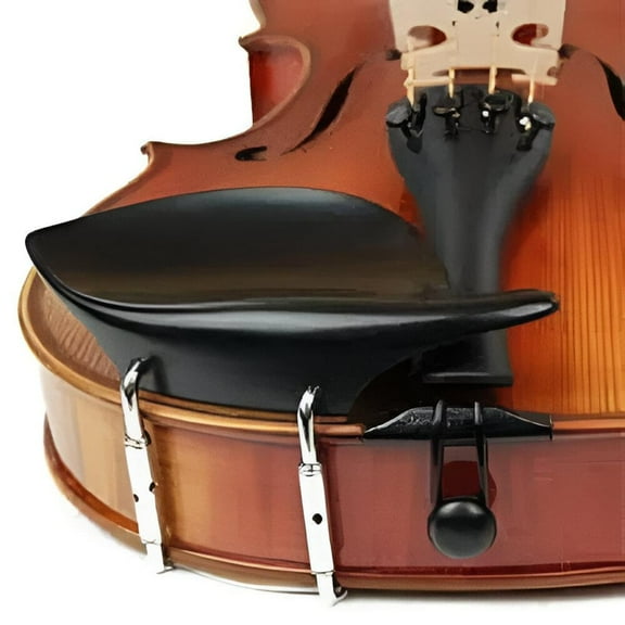 Musical Works Violin Chinrest, Morawetz Style with Chromium Brackets, 4/4 Size, Premium Ebony and Rosewood, Comfortable and Durable for Improved Performance