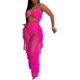 thumbnail image 3 of Conjuntos de 2 piezas de malla transparente con perlas y cuentas, mono, top corto y pantalones largos con volantes calados, 3 of 5