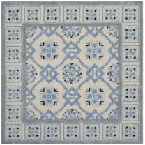 SAFAVIEH Bella Noelle Bordered Area Rug, Ivory/Blue, 3' x 3' Square