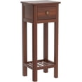 thumbnail image 6 of SSyao Tall End Table Set of 2, Narrow Side Table with Drawer and Shelf, Acacia Wood Nightstand for Living Room, 2-Tier Bedside Table for Small Space, No Assembly, Rustic Brown, 6 of 11