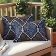thumbnail image 2 of Throw Pillow Covers - Set of 4 Embroidered Decorative Cushion Case for Home Decor Sofa Couch Chair Bed Patio Living Room Bedroom Car Office Study - Blue Brown, 14x20 Inches, 2 of 9