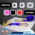 thumbnail image 4 of 8 Pack USA Utility 1" x 15' Ratchet Tie Down Strap w/S Hook for Boat Motorcycle Bike, Blue, 4 of 6