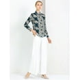 thumbnail image 4 of Camisa de oficina Allegra K de manga larga estampada Hojas Azul Tropical XL, 4 of 7