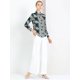 thumbnail image 4 of Camisa de oficina Allegra K de manga larga estampada Hojas Azul Tropical XL, 4 of 7