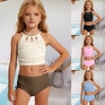 thumbnail image 4 of FASHOFT Girls Swimsuit Backless Two Piece Bathing Suit Summer Beach Girl Swimwear Bikini Set Pink 9-10 Years, 4 of 4