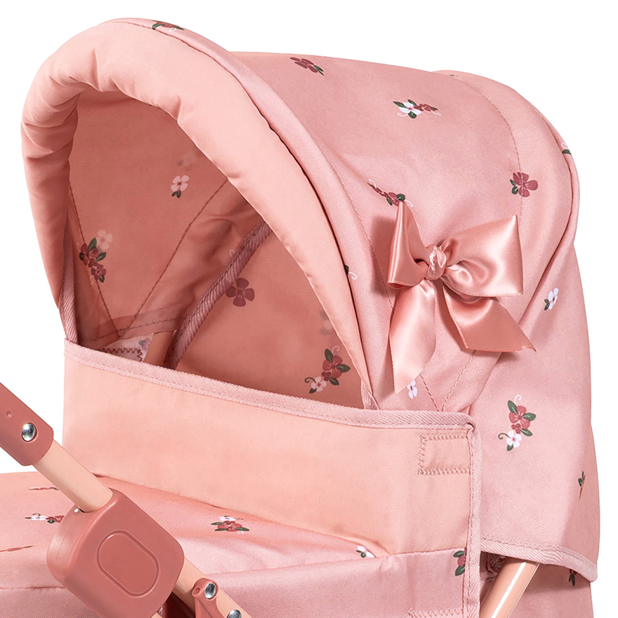 Bayer Design: Doll Pram Trendy - Pink & Flowers - Play Push Stroller, Handbag, Adjustable Handle, Foldable, Toy Care Accessory Fits 18" Dolls, Kids 3+