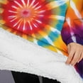 thumbnail image 3 of Oversized Wearable Blanket Hoodie,Rainbow Tie Dye Sunburst Sherpa Blanket Hoodie with Super Pockets,Super Warm Fuzzy Pullover for Women & Men, 3 of 6