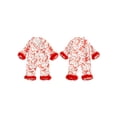 thumbnail image 2 of BemeyourBBs Newborn Baby Girl Silk Satin Pajamas Christmas Valentines Outfit Bow Print Romper Pjs Long Sleeve Feather Trim Button Down One-Piece Sleepwear Jumpsuit, 2 of 9