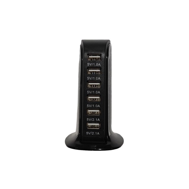 Cateissary Cargadores USB múltiples de 6 puertos Estación de carga Conectores de viaje Extensión rápida Enchufes de pared multifuncionales resistentes Electrónica Negro