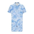 thumbnail image 4 of VBTAPA Men's Vacation Beach Outfits 2 Piece Shorts Set Floral Hawaiian Button Down Shirt and Shorts Matching Sets Sky Blue M, 4 of 6