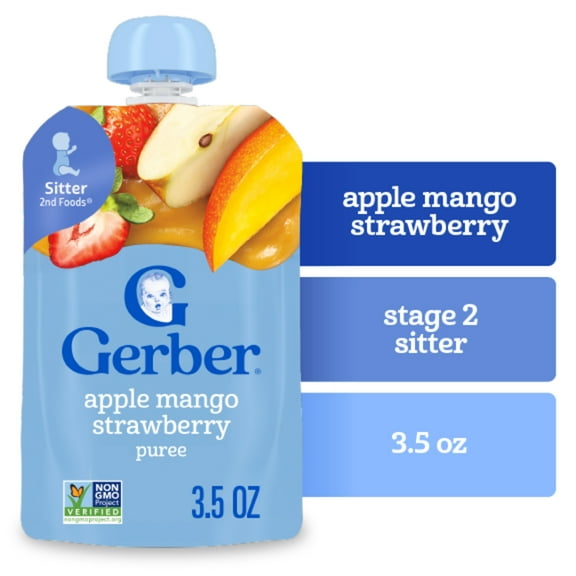 Gerber Toddler Foods, Apple Mango Strawberry, Clean Label Project, 3.5 oz Pouch