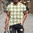 thumbnail image 2 of ohmzyzo Mens Plaid T-Shirts Short Sleeve Tops Crewneck Undershirt Casual Basic Tees Breathable Summer Slim Fit Tops Athletic Training Tees Yellow L, 2 of 5