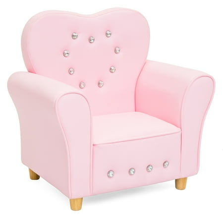 Hot Pink Chair Best Choice Products Kids Heart-Shape Accent Chair Seat w/ Armrest and Rhinestones - Pink ()