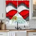thumbnail image 4 of Red Grey Ombre Kitchen Window Curtains, Swag Curtains Valance for Bedroom Living Room Bathroom, Abstract Modern Moire Art Geometric Rod Pocket Window Treatment Curtain Block Drapes 2 Panels 28"x36", 4 of 9