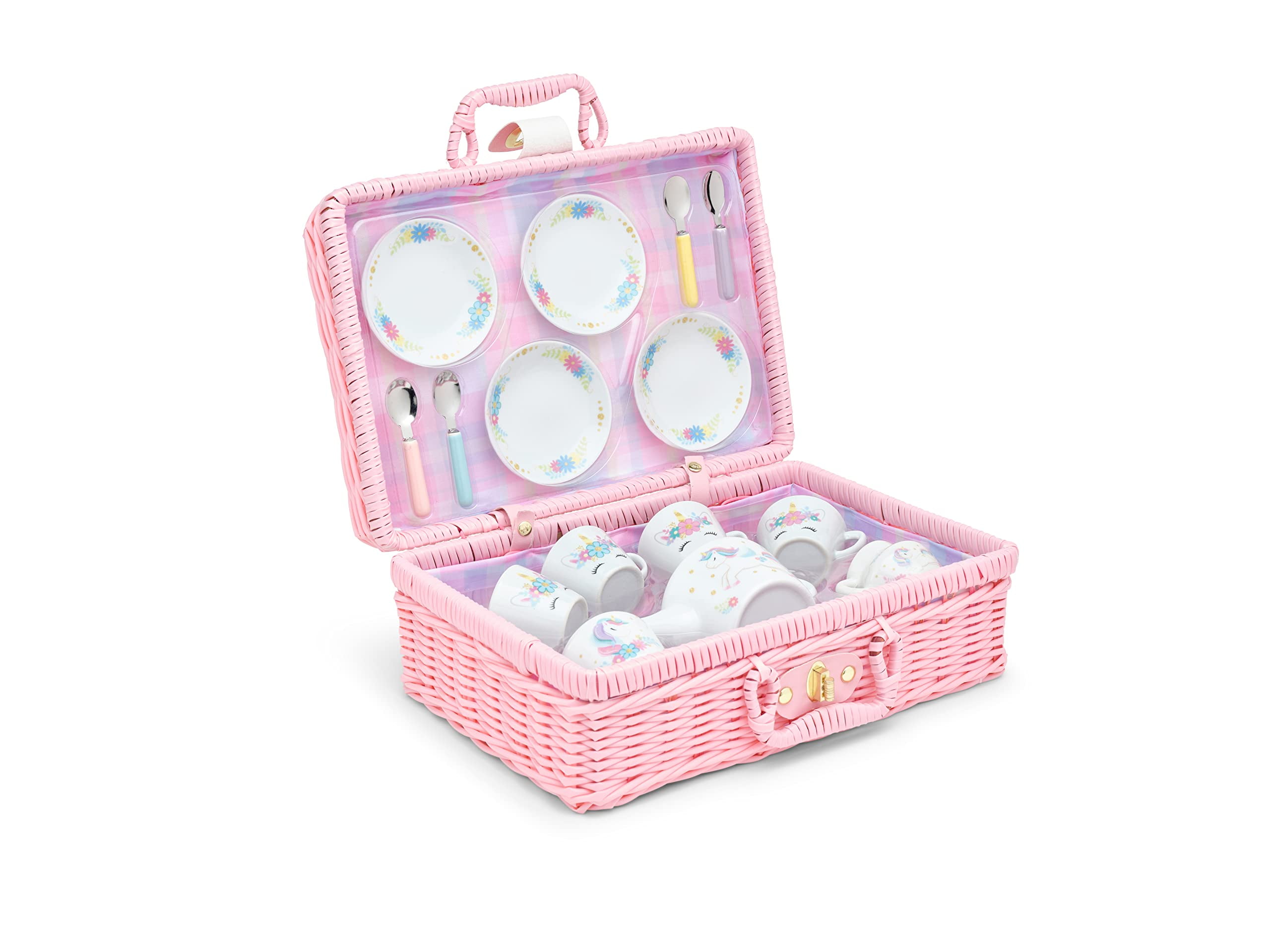 13 Piece Porcelain Tea Party Set For Little Girls Gift Pretend Kids Toy