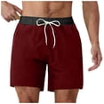 thumbnail image 3 of WAENQINLA Lined Swim Trunks for Men Vacation Beach Color Block Quick Dry Swim Shorts Drawstring Elastic Waisted Athletic Workout Shorts Wine Shorts,Size S-2XL, 3 of 8
