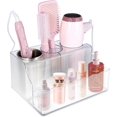 thumbnail image 1 of Elegant Clear Hair Tool Organizer - Compact Caddy for Styling Hot Tools, Hair Accessories, Skincare, Makeup - 6 Compartments, Tabletop Mount, 1 of 1
