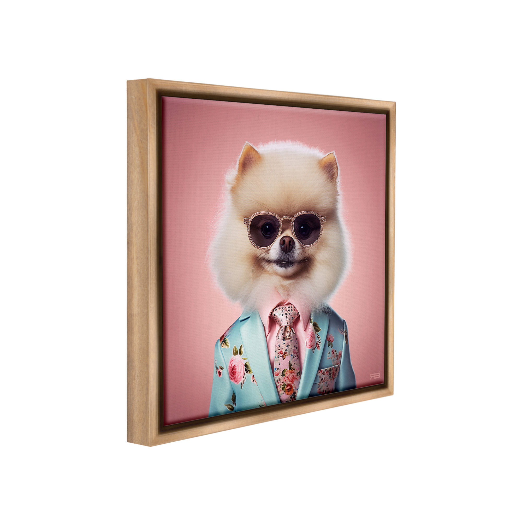 Stupell Industries Dog in Chic Suit Animals & Insects Painting Brown Floater Framed Canvas Art Print Wall Art, 25 x 25