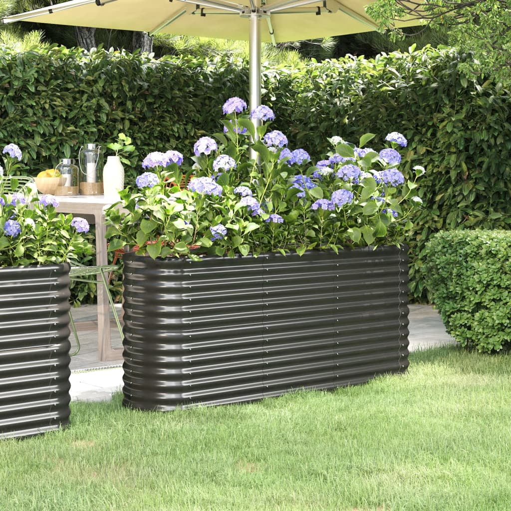 vidaXL Garden Raised Bed Powder-coated Steel 130.7"x15.7"x26.8" Anthracite