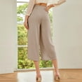 thumbnail image 4 of Lumtrix Womens Wide Leg Capri Pants 2026 Spring Summer Baggy High Waisted Trendy Cropped Trousers with Pockets Camel S, 4 of 7
