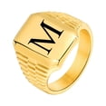 thumbnail image 1 of Anillos con iniciales de Color dorado para hombre, joyería de acero inoxidable con letras personalizadas, A-Z, sello para el dedo meñique, regalo personalizado, 1 of 4