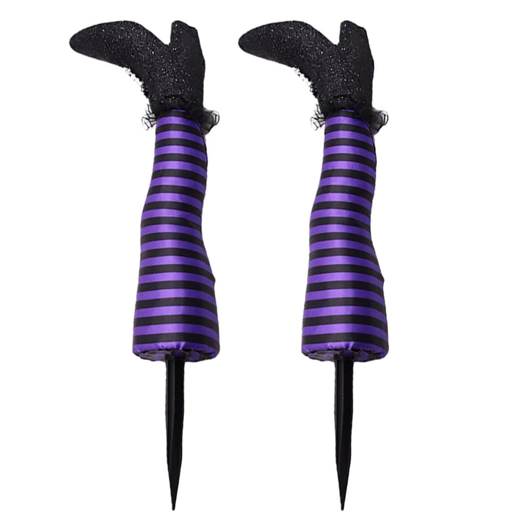 Witch Legs Yard Stakes Purple Halloween Decor