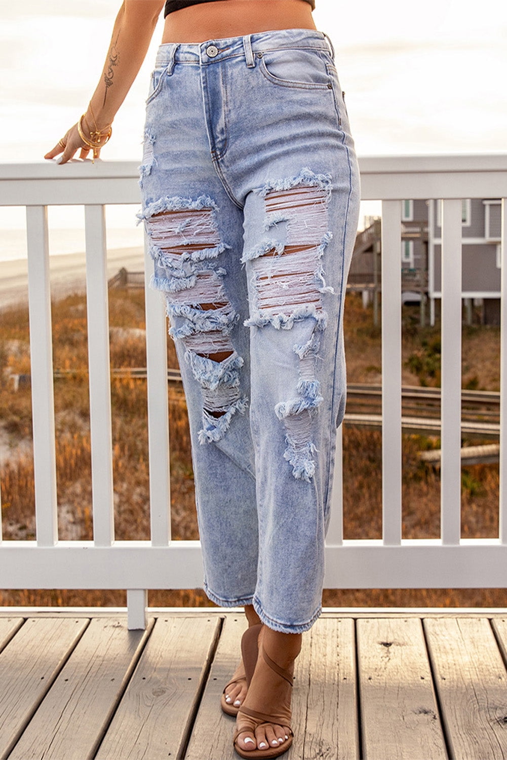 Acid Wash Straight Fit Jeans