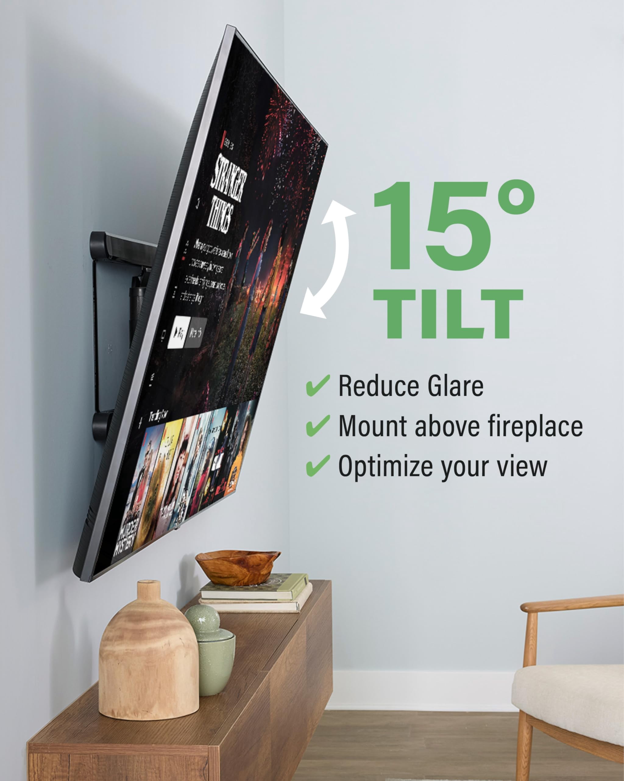 SANUS Height Adjustable Full Motion TV Wall Mount for 42" to 90" TVs - Raise or Lower TV 4" After Install - Maximizes Compatibility with Your Setup - 3 Step DIY w/Smooth Extension, Tilt & Swivel
