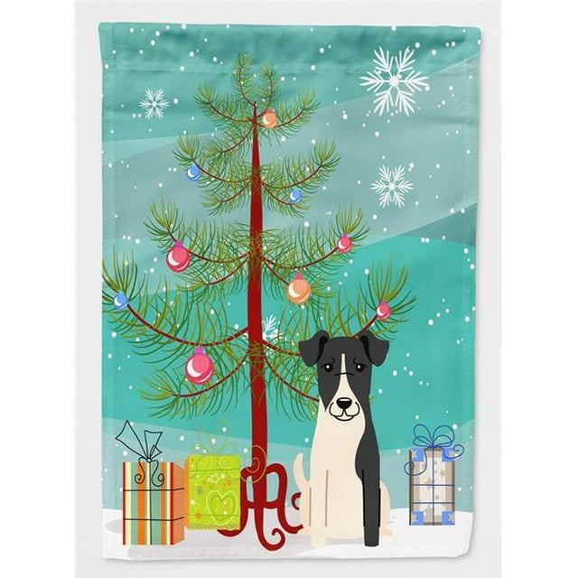 Carolines Treasures BB4223GF Merry Christmas Tree Smooth Fox Terrier Flag Garden Size