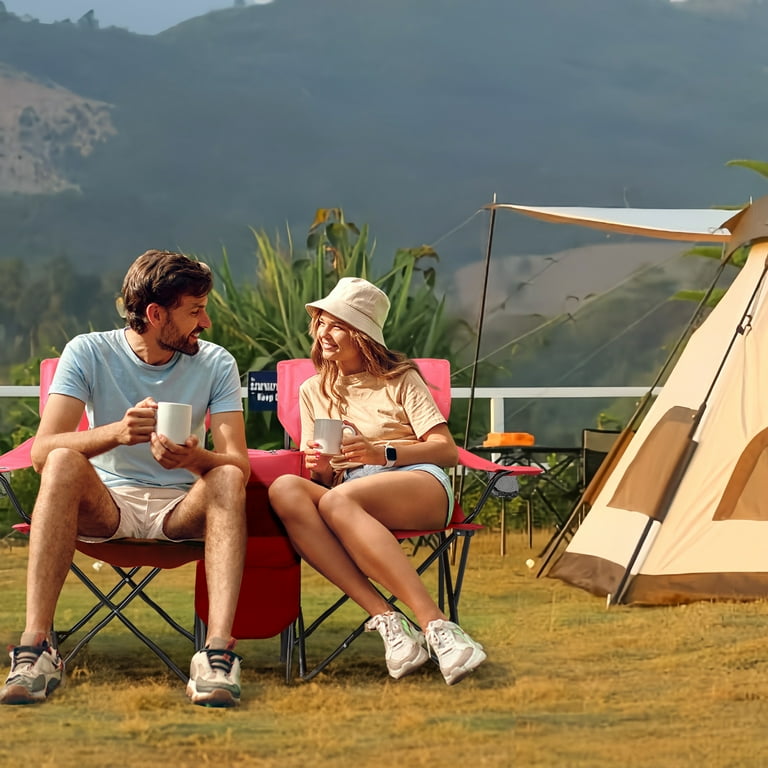 Ktaxon Camping Loveseat Chair, Folding Double Outdoor Chair with