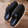 thumbnail image 3 of House Slippers for Women Men Comfy Memory Foam Casual Solid Color Fuzzy Winter Slip on Indoor Home Shoes Black Size 10, 3 of 6