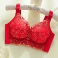 thumbnail image 2 of Women's Adjustable Straps Push-Up Bra | Wireless No Empty Cup Larger Look | Anti-Sagging Support Daily Casual Underwear Soft Stretchy Comfort Fit Red XL, 2 of 3