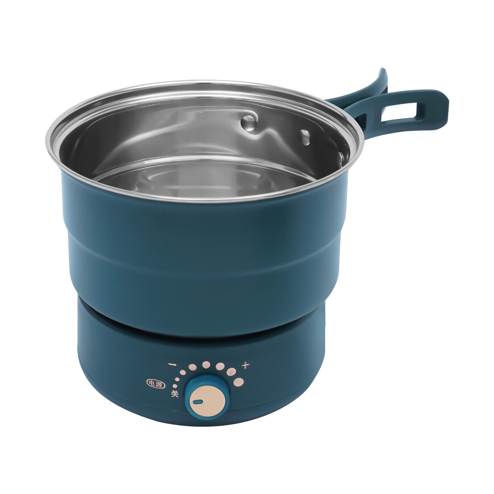Electric Hot Pot, 1.6L Portable Non-Stick Electric Cooker with Foldable Handles, Multifunction Electric Pot for Pasta, Oatmeal, Soup, Steak with Power Adjustment