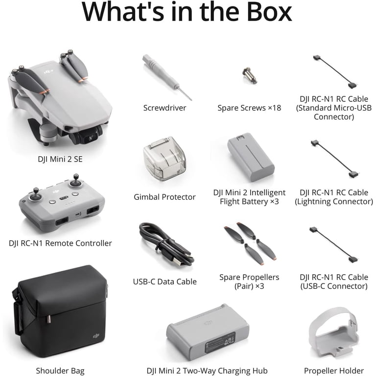 DJI Mini 2 SE Drone Quadcopter Combo, QHD Video, RC-N1 Remote, 3 