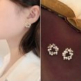 thumbnail image 4 of GKNET Luxury Cubic Zirconia Pearl Flower Ear Stud Earrings Dangle Women Weddings New-Zircon Flower #24, 4 of 9