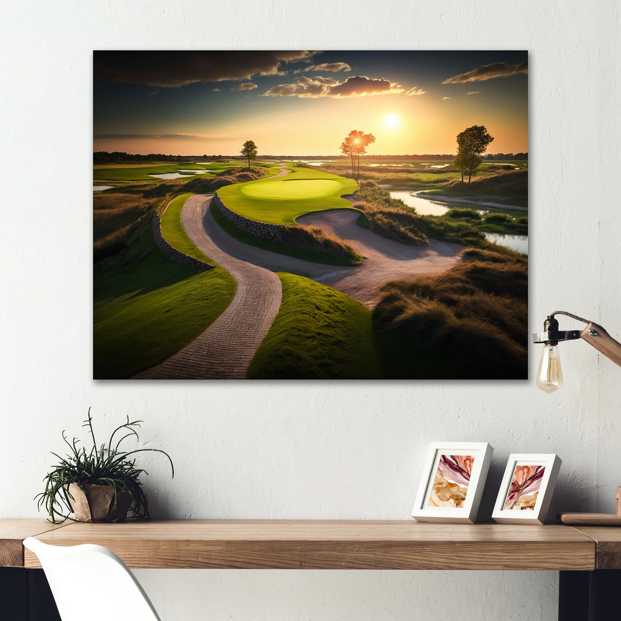 Designart Golf Course At Sunset III Canvas Wall Art