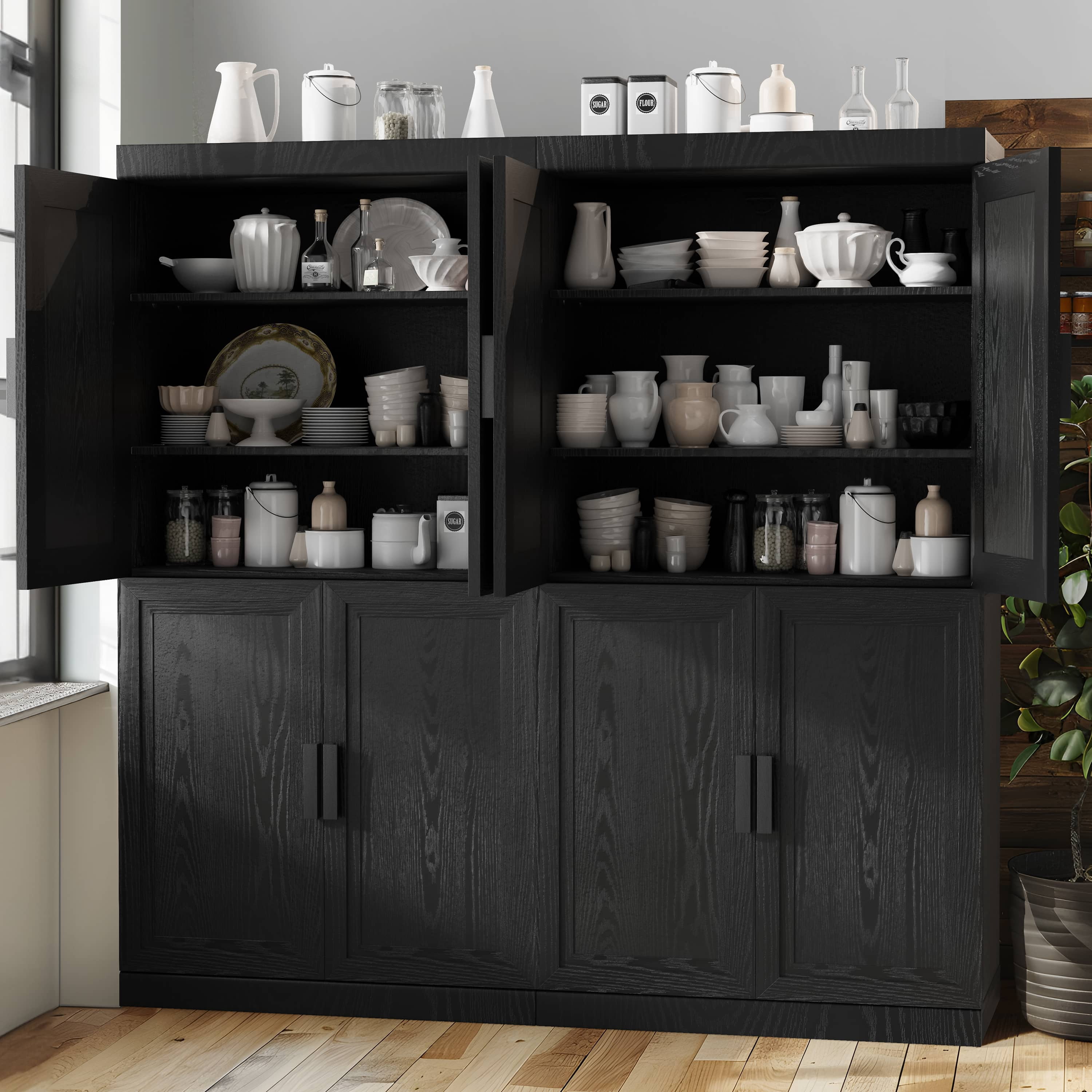 MAYEERTY 31"x31"x16" Storage Cabinet Wood Accent Cabinet for Living Room,Black