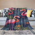 thumbnail image 2 of JRXY  Tropical Flamingos with Palm Leaves Throw Blanket Ultra Soft Warm All Season Decorative Blankets for Bed Chair Car Sofa Couch Bedroom White, 2 of 6
