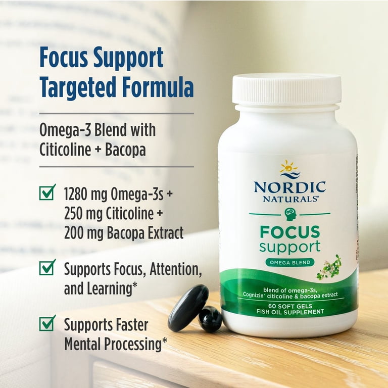 Nordic Naturals Omega Focus Softgels, 1280 Mg, 60 Count - Walmart.com