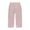 thumbnail image 5 of WTOBBY Women's Fashion Solid Color Loose-Fit Elastic Waist Cotton Linen Casual Bermuda Shorts with Side Pockets, Comfortable and Breathable for Summer Outfits,Pink M, 5 of 5