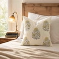 thumbnail image 4 of OCCOA Vintage Floral Print Throw Pillow Cover, Soft Linen Cushion Case for Sofa Couch Bed, 4 Colors Neutral Farmhouse Home Decor, Yellow, 4 of 7