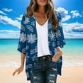 thumbnail image 6 of SwiftWear Women’s Summer Chiffon Cardigan Lightweight Cover-Up 3/4 Sleeve Sheer Colorful Floral Print Loose Fit Cardigan Tops for Beach Vacations ​​, 6 of 6