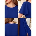thumbnail image 5 of DARING DIVA Ruffle Crew Neck Short Sleeve Cocktail Midi Dress S Royal Blue, 5 of 6